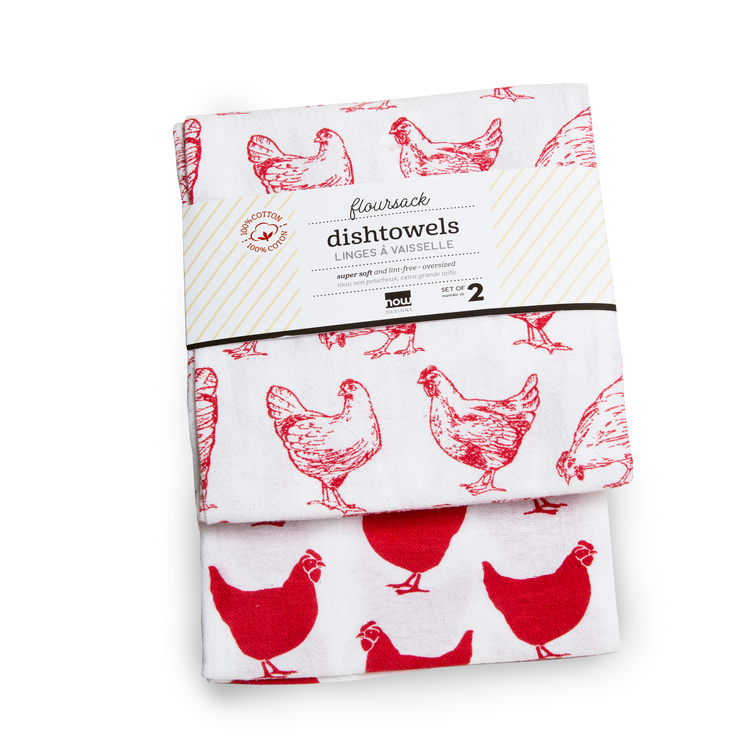 Oversized Flour Sack Chicken Dishtowels
